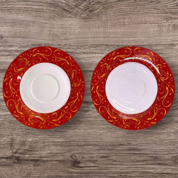 Set Of 2 Chris Madden by J. C. Penney - Chambour Red - Saucer - 6 1/8" Diameter - Picture 1 of 8